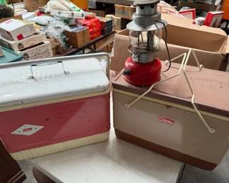 Diamond Pink Coleman picnic coolers. IMG round globe lantern. 