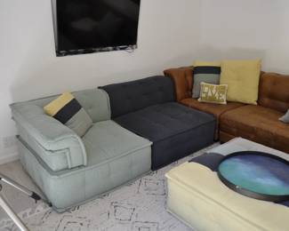 K Faulk for Pottery Barn Leather sectional  couch - modular upholstered accent pieces