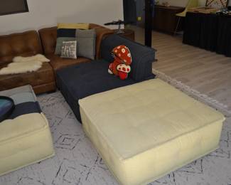 K Faulk for Pottery Barn Leather sectional  couch - modular upholstered accent pieces