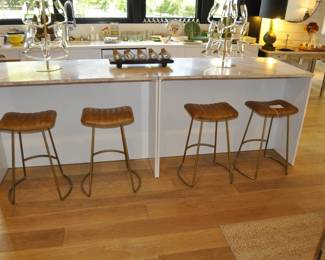 Four leather kitchen stools