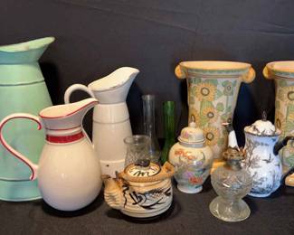 Various Pitchers, Vases, Tea Pots