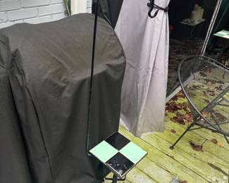 Vintage tile plant stand with hook to hang plant pot