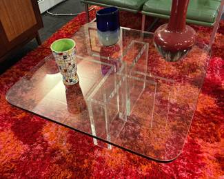 Jeffrey Bigelow custom made “Stella Prisma” lucite and glass coffee table