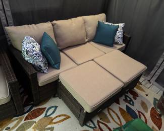 Wicker King outdoor sofa with ottoman