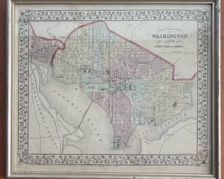 Antique framed DC map