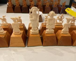 Carved bone chess pieces $84 + tax