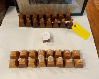 Carved bone chess pieces $84 + tax