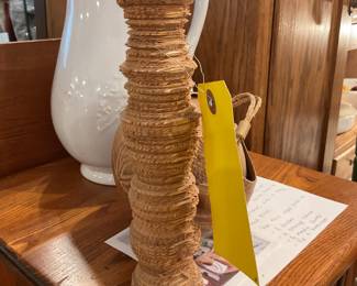 Carved wood candle stick $7 + tax 