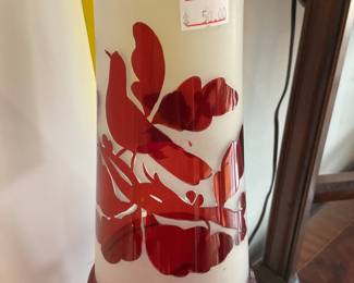 Ruby red etched glass vase $17.50 + tax