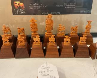 Carved bone chess pieces $84 + tax