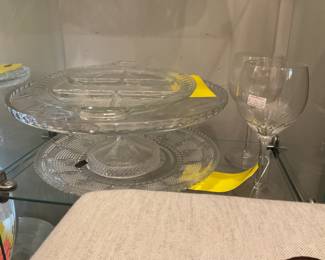 Cut glass cake stand $42 + tax