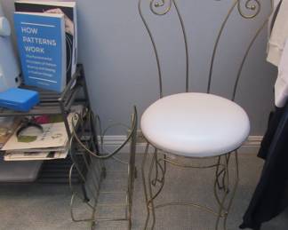 Cute vintage vanity chair and magazine rack