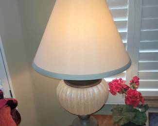 Pair Frederick Cooper Irridescent Frosted Lamps