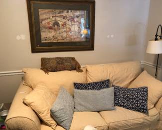 couch, pillows, picture