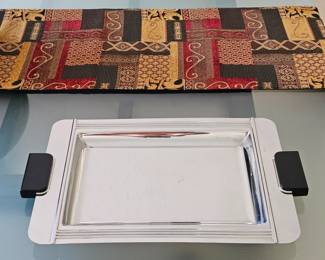 Couzon stainless steel serving tray, made in France, Art Deco style