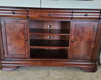 "New Classic" Sheridan Entertainment Console Table, Burnished Cherry finish