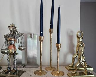 Zeus & Dione cast brass candlesticks