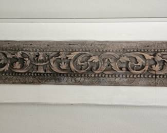 Antique carved wood wall panel, framed