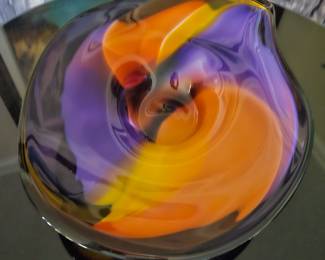 Nicholson studio glass "Wave" platter by Rick & Janet Nicholson