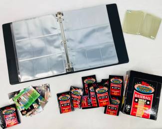 One (1) hobby box with 36 factory-sealed 1992 Topps Stadium Club- Series 1 MLB Picture Cards, along with a binder of sport card Pro pages (empty). Shipping-YES