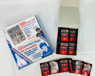 One (1) hobby box with 36 factory-sealed 1992 Topps Stadium Club- Series 1 MLB Picture Cards, along with a new box of 100 sports cards Ultra-Pro pages. Shipping-YES
