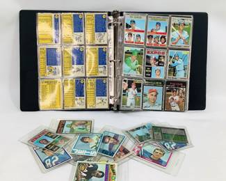 An assortment of (150 +/-) vintage Topps MLB trading cards from the 60s and 70s. Shipping-YES