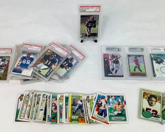 NFL Trading Cards: (14) graded trading cards by Beckett and PSA, and (30 +/-) vintage 1970s and 80s Topps trading cards. Shipping-YES