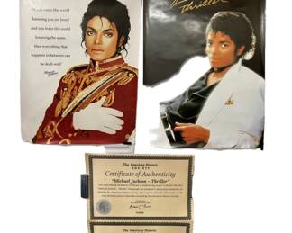 Michael Jackson-Regal Lithograph by American Historic Society, and Michael Jackson-Thriller, both with Certificate of Authenticity. Show wear and tear. Shipping-YES