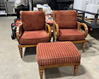 Wood framed Upholstered Chairs with Ottoman Orlando Estate Auction