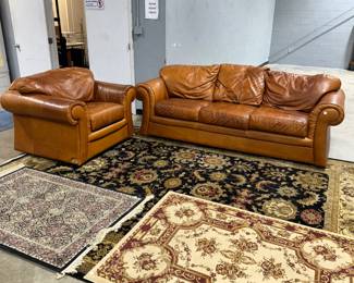 Leather Sofa and Chair and Area Rugs Orlando