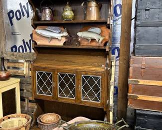 Unique furniture.  Fish.  Copper kettles.