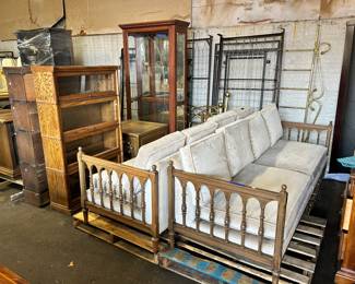 Vintage sofas.  Bookcases.  Curio cabinets.