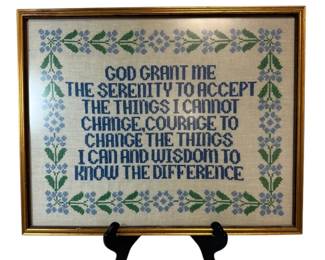 20 x 16 Framed Vintage Crossstitch Serenity Prayer 