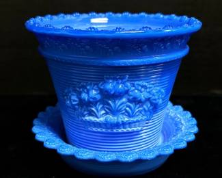 Small Vintage Blue Glass Flower Pit And Matching Saucer Metropolitan Museum Of Art MMA