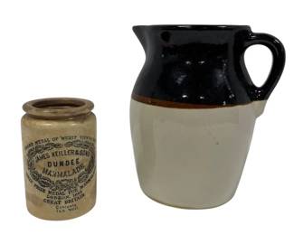 Antique James Killer Sons Dundee Marmalade Jar And Twotoned Stoneware Crock
