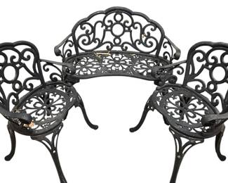 Heavy Cast Iron Bench And 2 Chairs