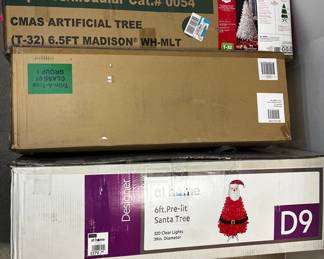 Three 6ft  6.5ft Artificial Christmas  Santa Trees