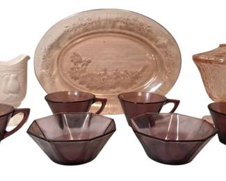 Pink Depression Glass, Milk Glass Creamer, More