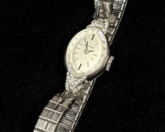002 14k White Gold Benrus Watch With Diamonds 15.93g