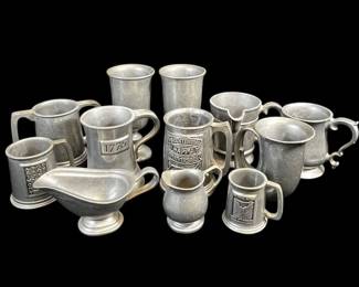 Pewter Cups, Gravy Boat, Creamer