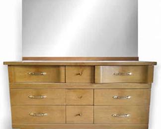 006 MidCentury 9Drawer Dresser With Mirror