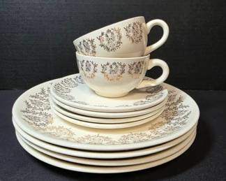 Vintage Ivory Silver Plates  Teacups