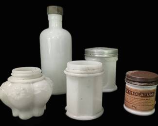 Vintage Milk Glass Bottle Jars