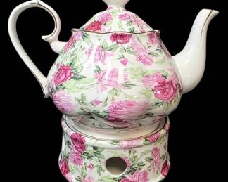 Gracie China By Coastline Imports Rose Chintz Teapot