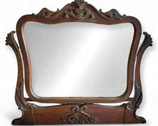 Antique Tilting Wood Dresser Beveled Glass Mirror