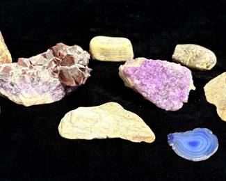 Raw Amethyst, Sliced Agate, And More Rocks