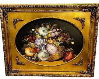 30 x 38 Ornately Framed Floral Painting