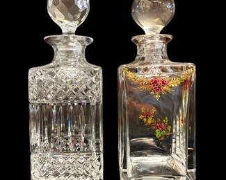 Two Crystal Whiskey Decanters