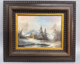 Framed original oil landscape by Bavarian artist Brigitte Landrock (1945-2023)