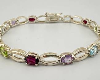Sterling bracelet with gemstones